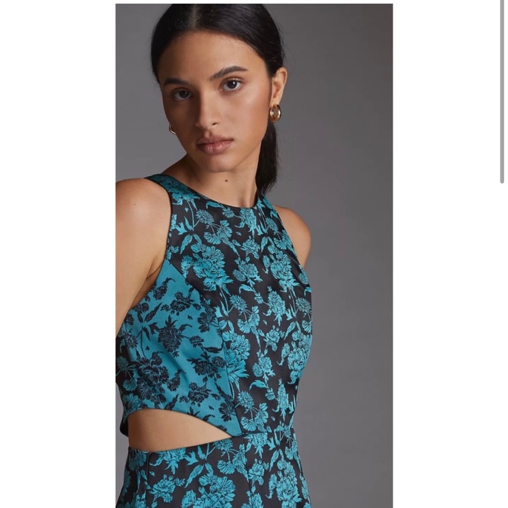 NWT Anthropologie Hutch Floral Jacquard Cut-Out Mini Dress Baroque Blue Black 6 - Picture 2 of 6